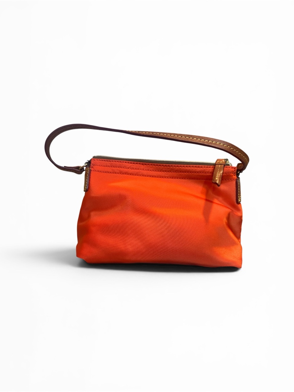 Dooney & Bourke Orange Shoulder Wristlet with Brown Strap - Picture 2 of 7